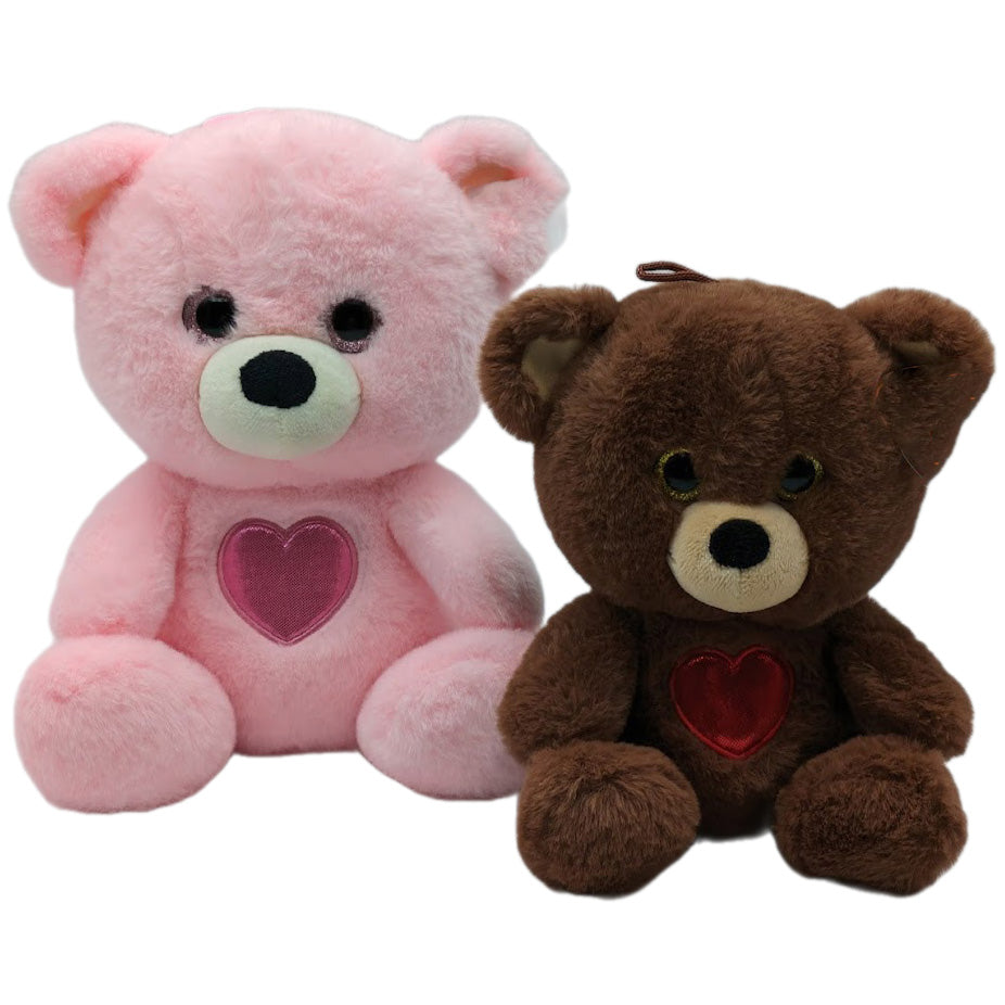 Beer Met Glimmend Hart - Knuffel - 2 Assorti - 25 cm