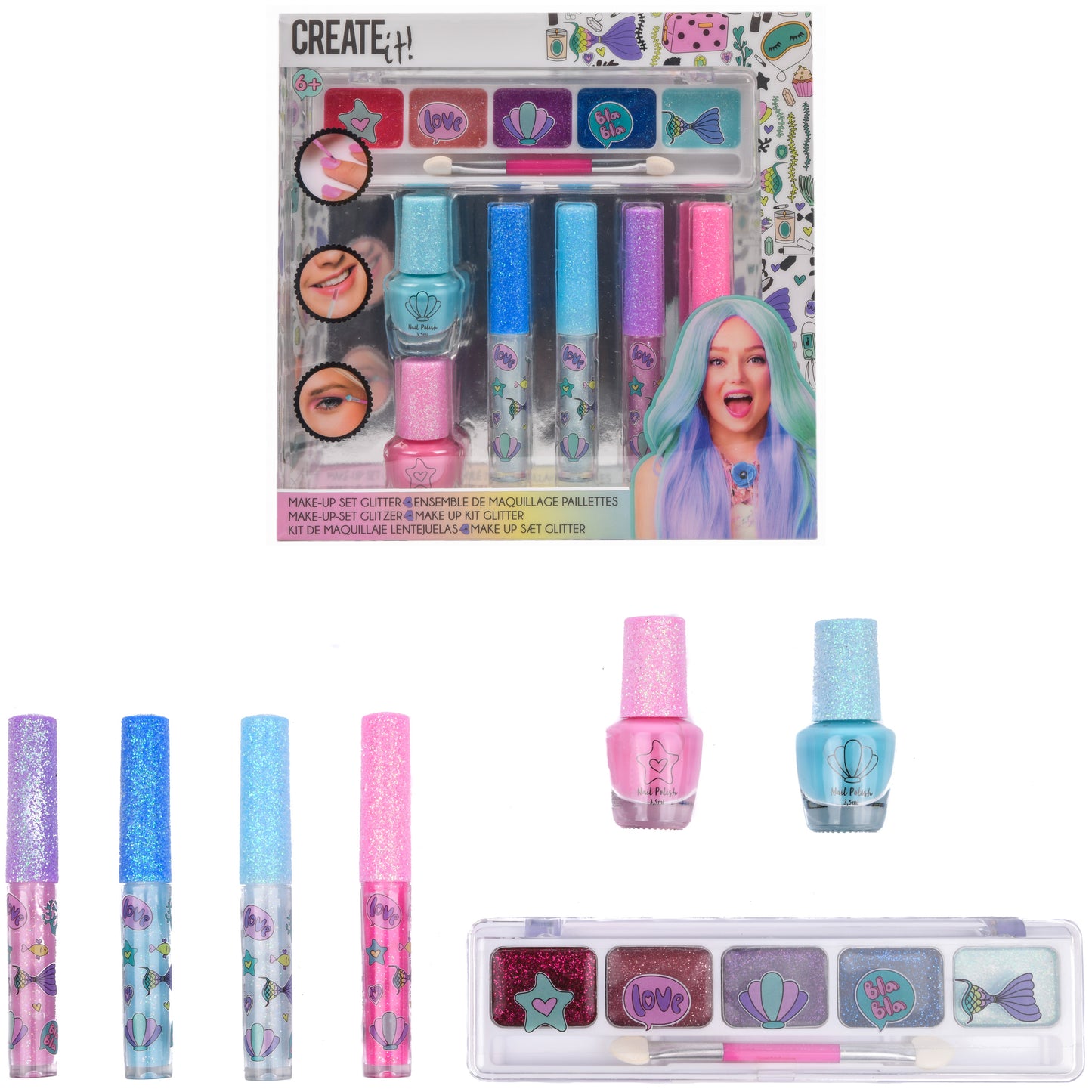Create It! Make-up Set Zeemeermin Glitter 7-dlg - 84141