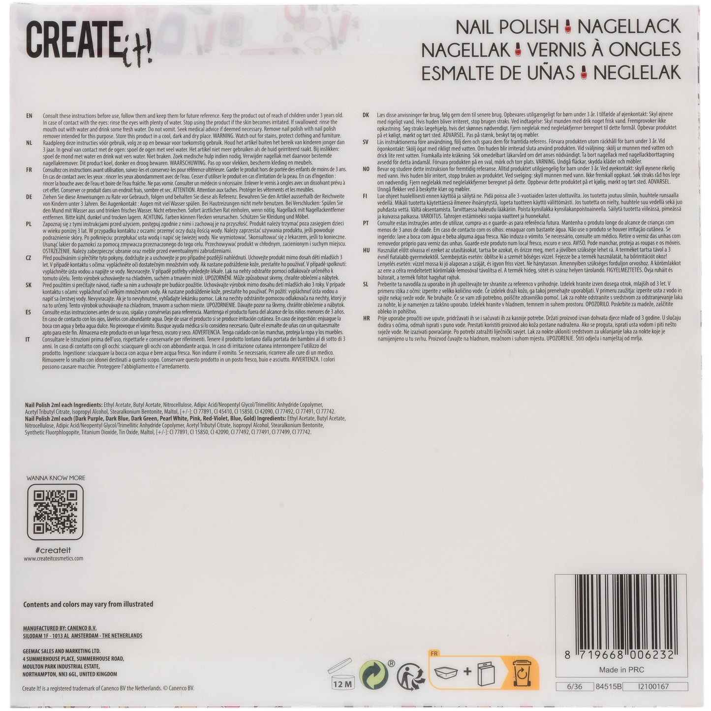 Create It! Nagellak Set 16 Potjes Disp - 84515B