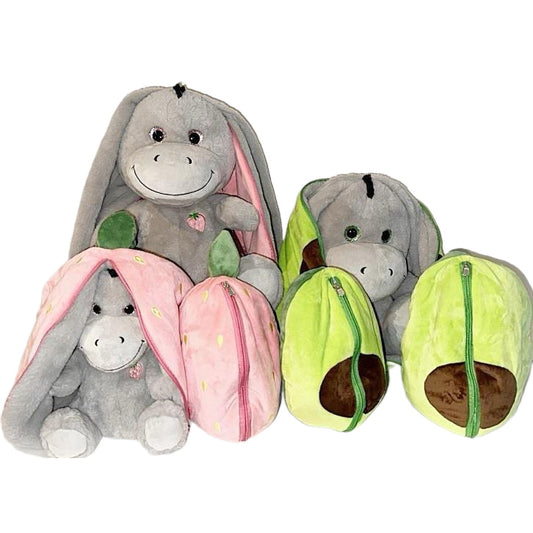 Ezel in Etui - Knuffel - 2 Assorti - 30 cm
